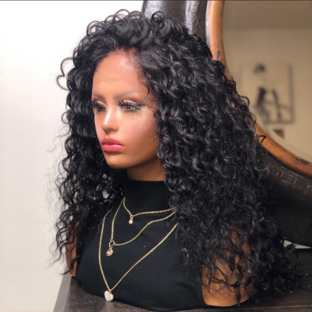 ASIA| BLACK LONG 13 X 4 CURLY LACE FRONT WIG - Picture 2 of 4